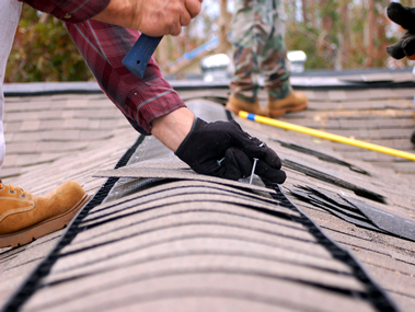 R-panel metal roofing detail showing ribbed profile