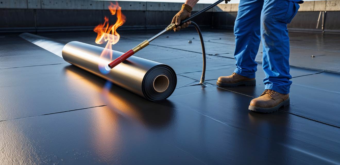 TPO and torch down rolled roofing installation in Sugar Land, TX