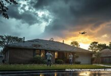Navigating Roof Insurance Claims & Warranties in Houston Houston homeowner taking photos and drone footage of roof damage after hail and wind storm