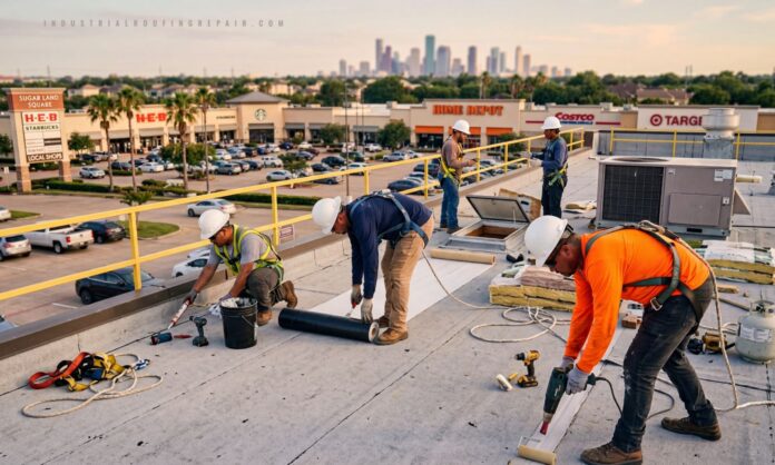 Repairing a commercial roof in Houston