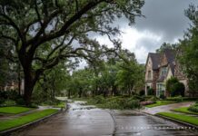 Preparing Your Houston Roof for Rain & Hurricane Season: A Seasonal Maintenance Checklist A Houston neighborhood in the eve of a storm