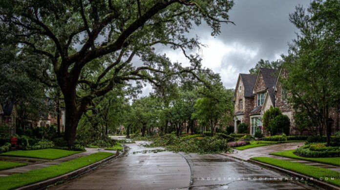 Prepare your Houston roof for a storm A Houston neighborhood in the eve of a storm